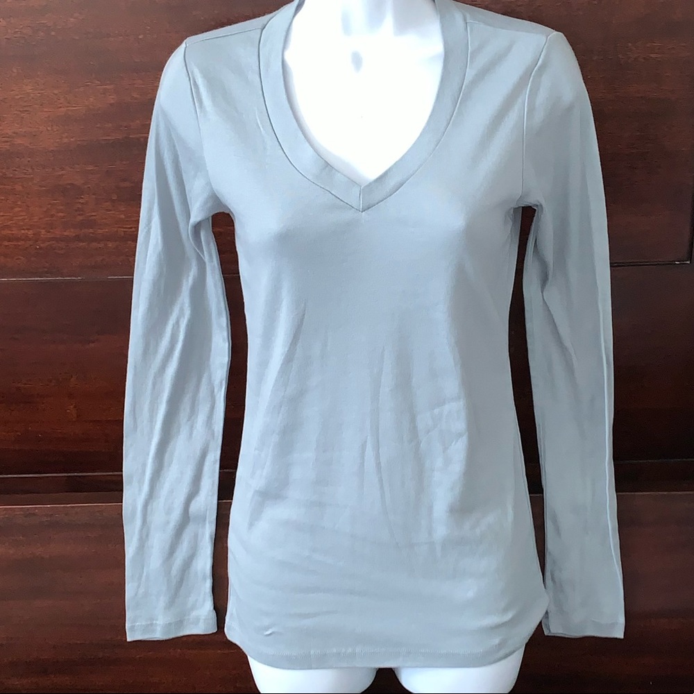 Bella Gray Long Sleeve V-neck T-shirt - New